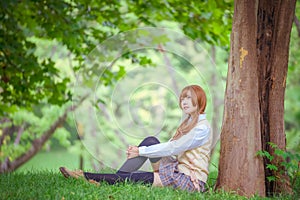 Beautiful maiden in the woods photo